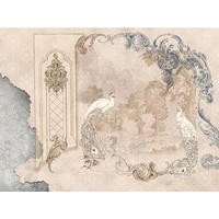 FOTOTAPETE orientalische Landschaft mit Pfauen 375 x 270 cm - Beige, Papier (375/270cm) - Sanders & Sanders