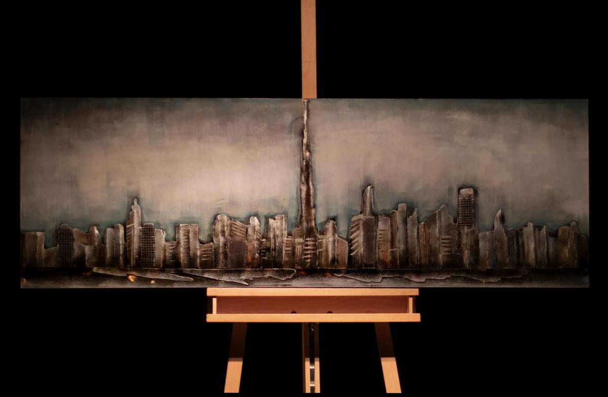 METALLBILD Weiß 150/50 cm - Weiß, Metall (6.4/50cm) - KUNSTLOFT