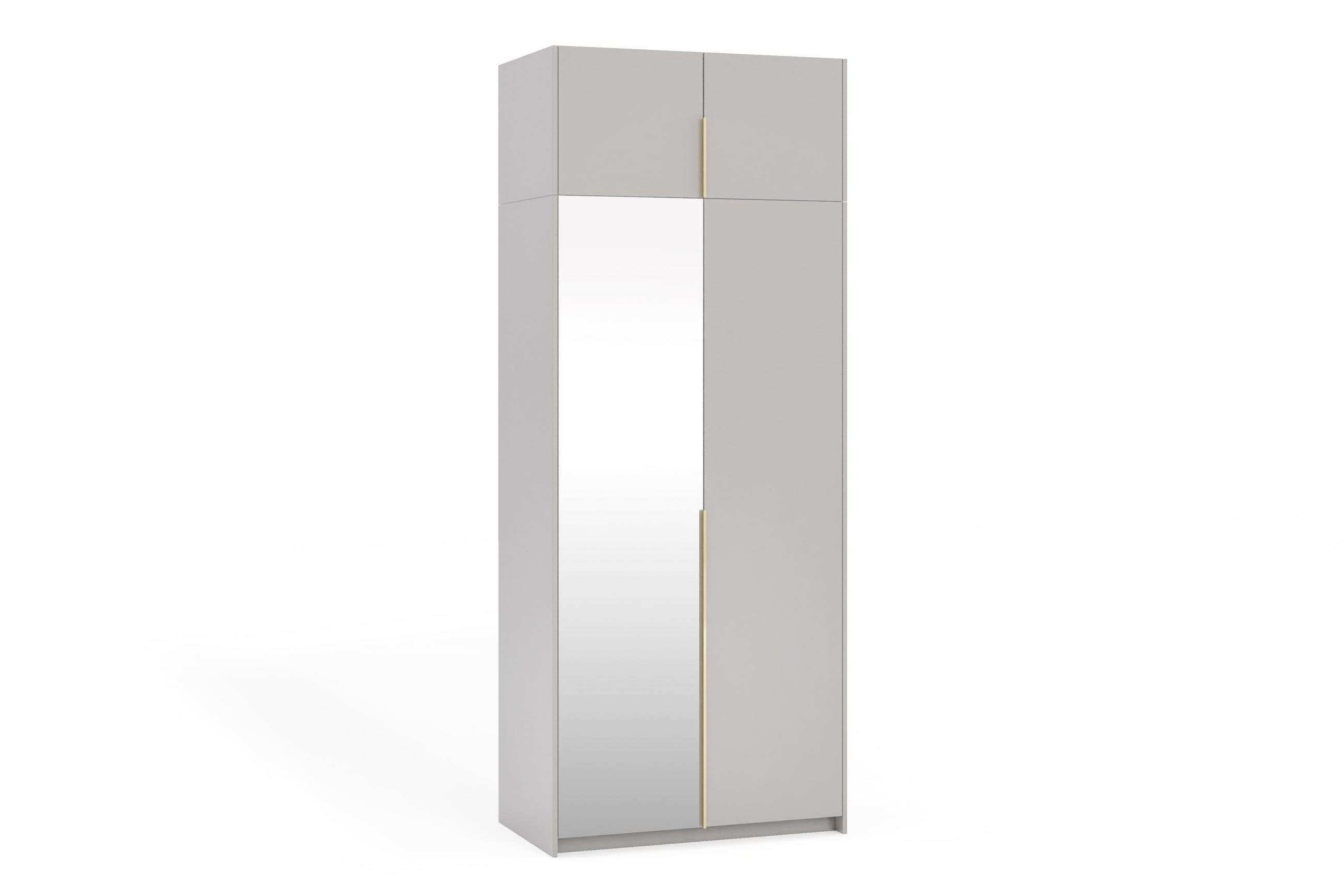 DREHTÜRENSCHRANK Apollonia I mit Spiegel 100x204cm 2-türig, kaschmir, goldene Griffe - Kaschmir/Goldfarben, Kunststoff (58/250/100cm) - Margaret Hadas24