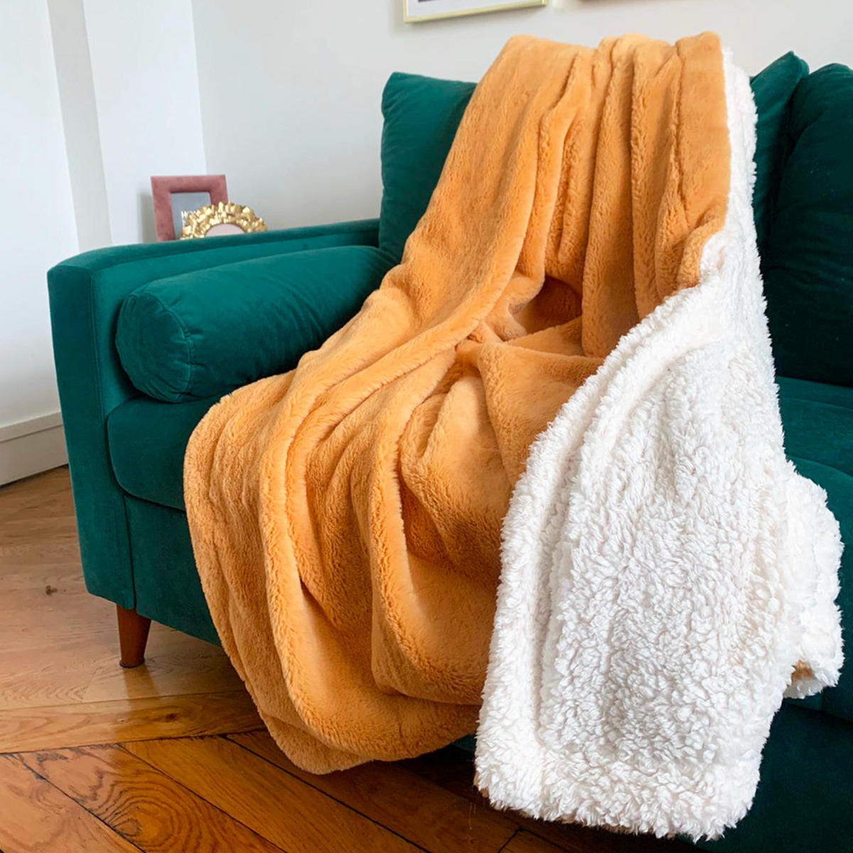 PLAID gefüttert in Kaninchenoptik Camel 130 x 170 - Beige, Textil (130/170cm) - LE COMPTOIR DE LA PLAGE