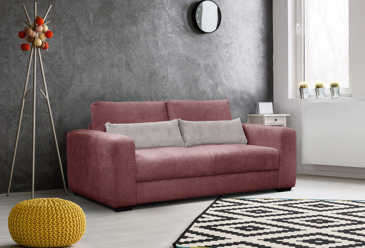 SOFA OLI 3-Sitzer, altrosa - Altrosa, Holz/Textil (208/91/108cm) - Courtois Laville