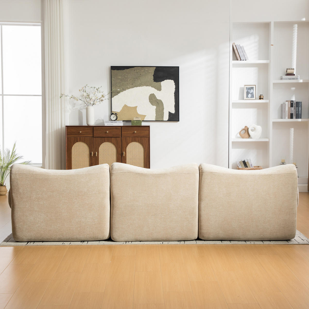 ECKSOFA 284.5/181/72.5 cm Hellkhaki Chenille mit 1 Fußhocker - Kaschmir/Graubraun, Textil (284.5/181cm) - Oxeza