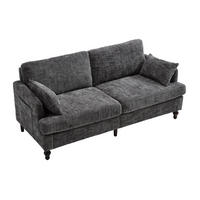 2-SITZER 175/83/78 cm grau aus Chenille mit USB, LED und Tasche - Grau, Textil (175/78/83cm) - OKWISH