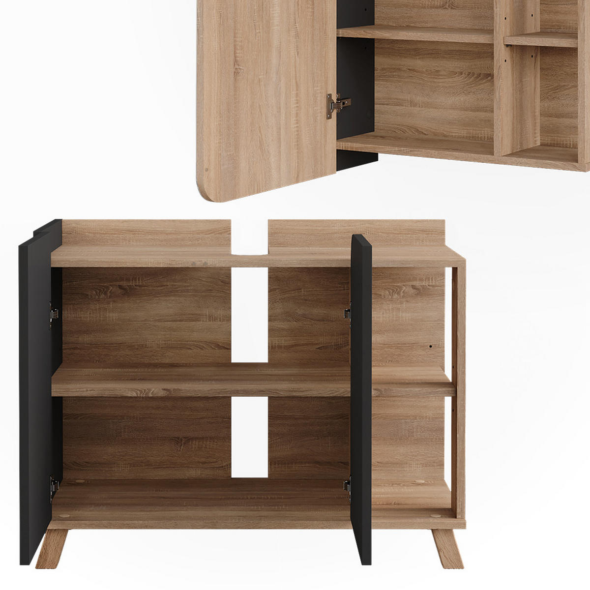 BADMÖBEL-SET Karen Sonoma/Anthrazit 2 Teile - Anthrazit, Holzwerkstoff (80/65/35cm) - Vicco