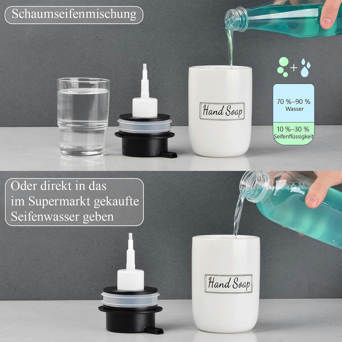 SEIFENSPENDER Keramik Weiß 350 ml - Weiß, Keramik (8/14/8cm)