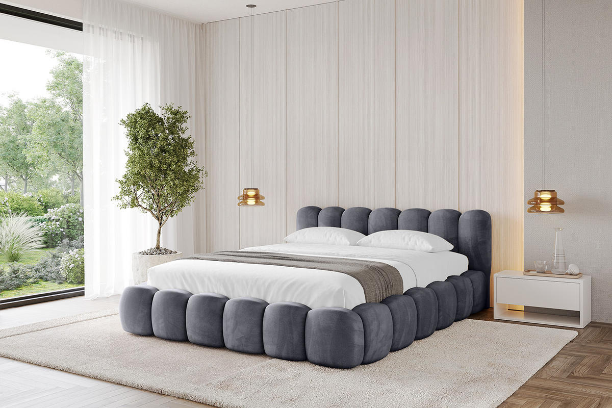 POLSTERBETT mit Bettkasten und Lattenrost, Boxbett ohne Matratze - SENA-v1 120x200 Dunkelgrau - Dunkelgrau, Holzwerkstoff/Textil (120/200cm) - ALTDECOR