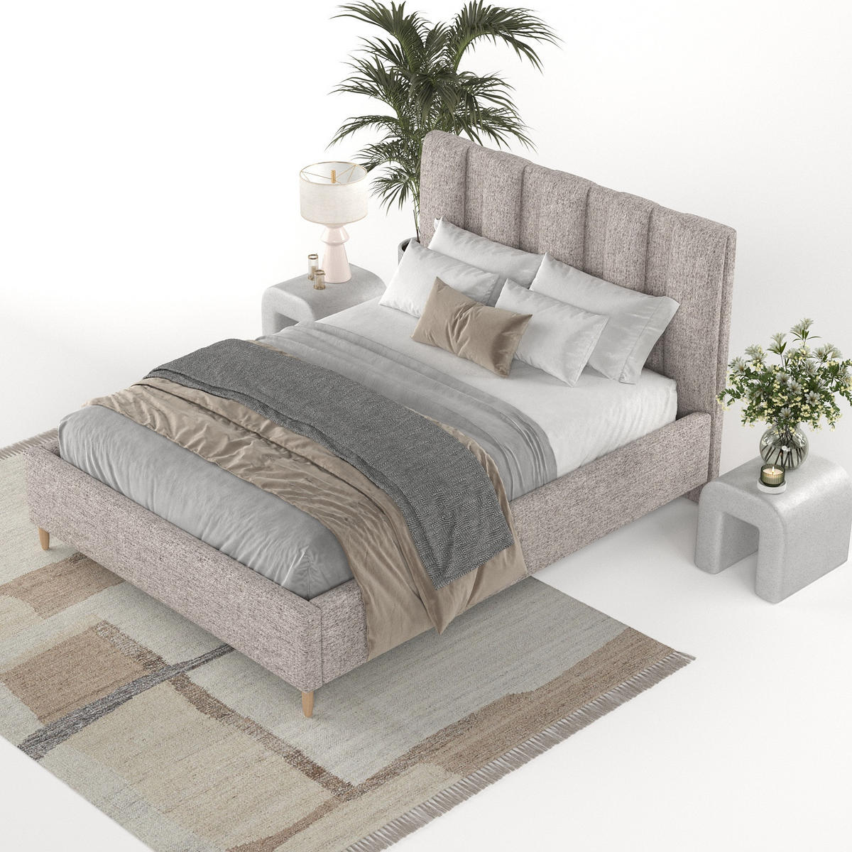 POLSTERBETT Loom 180/200 cm Beige im Neve Stoff - Beige/Naturfarben, Holz/Holzwerkstoff (180/200cm) - AltaBeds