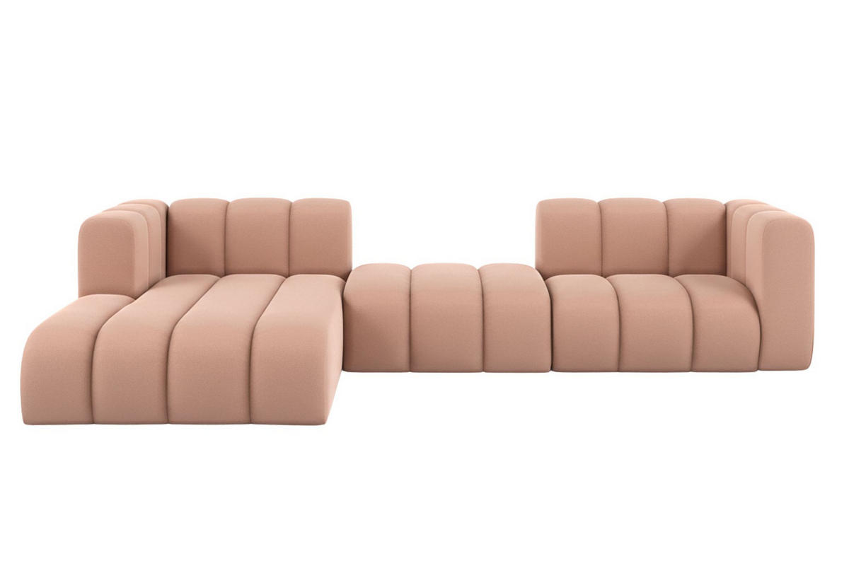 ECKSOFA L-Form Grand L 319 cm, Veloursstoff Salvador, Rosa, Links - Rosa, Holz (319/179cm) - Kaiser Möbel