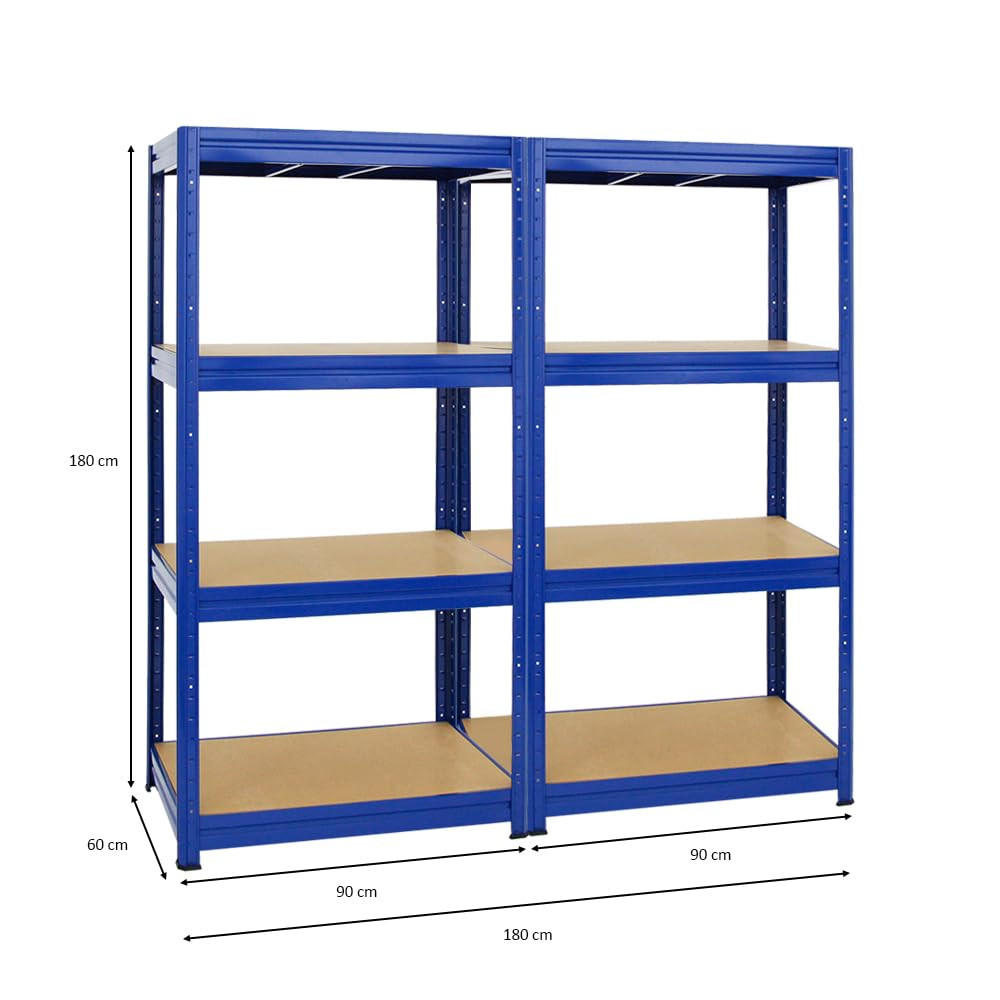 SCHWERLASTREGAL Dino 2er-Set mit 2x 180x90x60 cm Fachlast 600 kg Blau - Blau, Metall (180/180/60cm) - PROREGAL