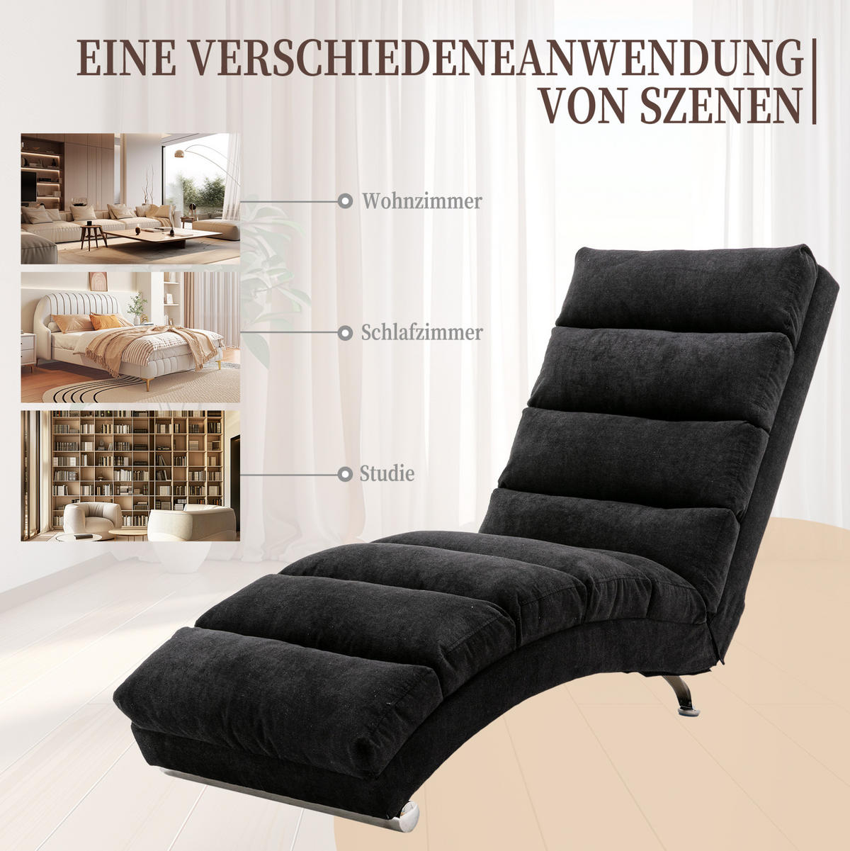 MASSAGELIEGE in Schwarz 55x148x84 cm mit Vibrationsfunktion und Seitentasche - Schwarz, Textil (148/84/55cm) - IVMEU