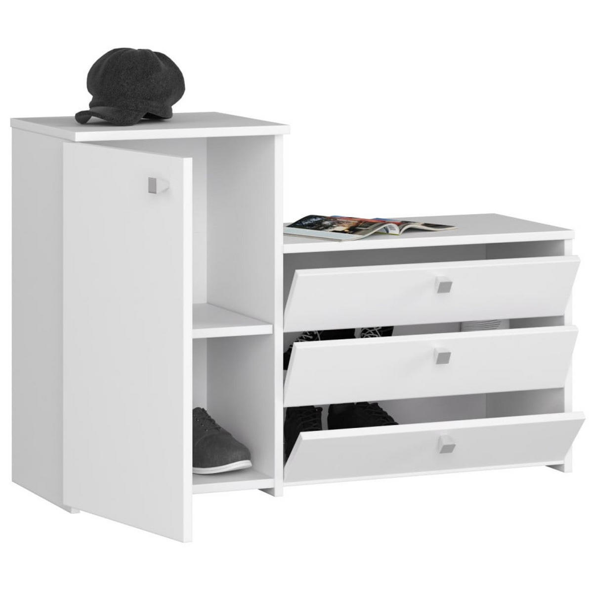 SKŘÍŇ NA BOTY Bílá 68/98,4/33 - bílá, kompozitní dřevo (98.4/68/33cm) - RAUMHIRSCH FURNITURE