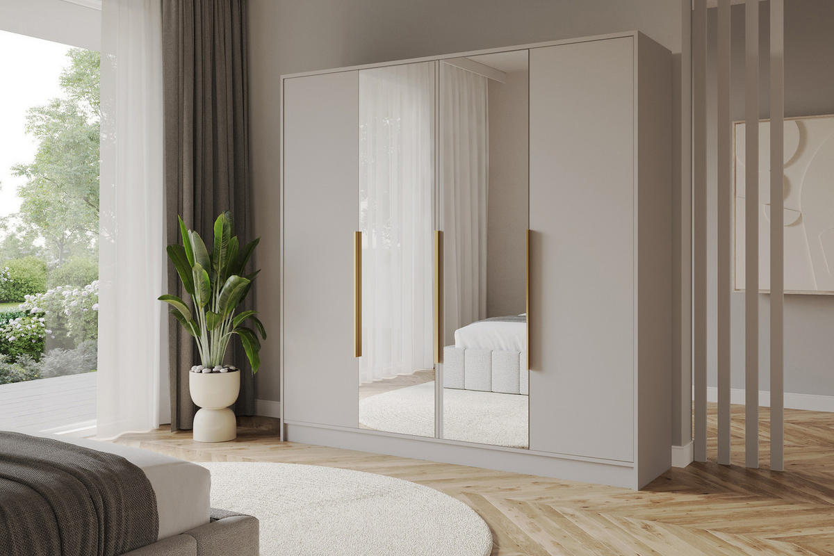 KLEIDERSCHRANK - LUSSO - 200 - Kaschmir - Kaschmir/Schwarz, Holzwerkstoff (200/200/51cm) - ALTDECOR