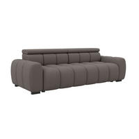 BIGSOFA ALESSIO Bouclé-Stoff Braun mit elektrischer Sitztiefenverstellung - Braun, Kunststoff/Textil (248/77/108cm) - 99rooms