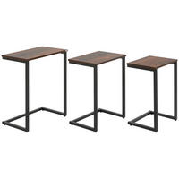 BEISTELLTISCH-SET Spanplatte Stahl Braun - Braun, Kunststoff (45/30/60cm) - HOMCOM