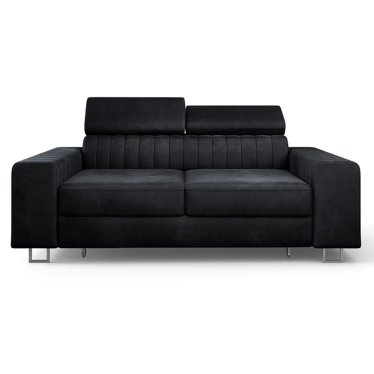 BETTSOFA SOLAN Schwarz Velours-Stoff mit Schlaffunktion - Schwarz, Holz/Textil (194/88/90cm) - MASSENO