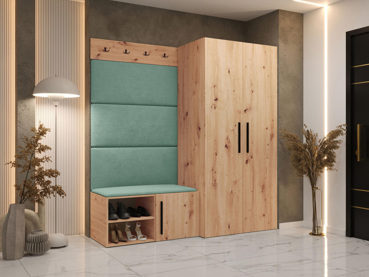 GARDEROBEN-SET Medi I - Schwarz/Eiche Artisan, Holzwerkstoff/Kunststoff (80/191/50cm) - MIRJAN24