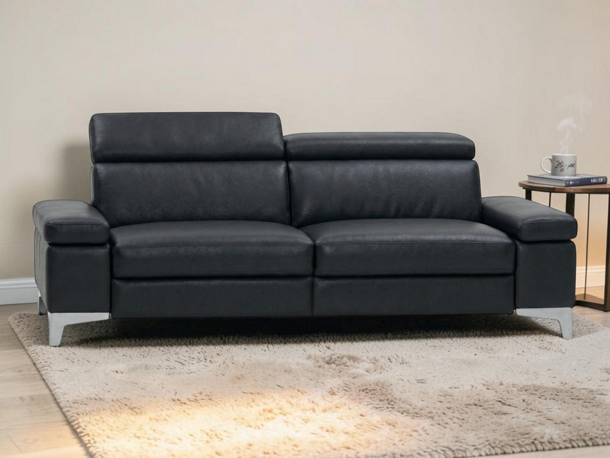2-SITZER Sofa Talisman Echtleder Schwarz - Schwarz, Leder/Metall (172/80/100cm)