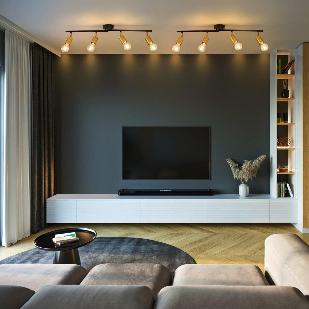 DECKENSTRAHLER Lumhart 13.5/9/74 cm - Akaziefarben, Metall (74/13.5/9cm) - ZMH