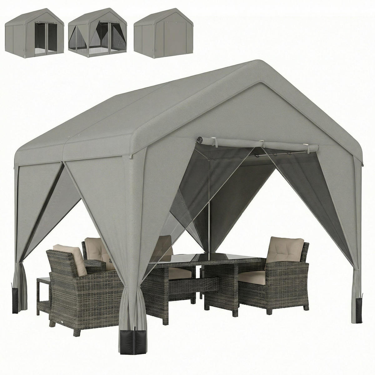 PAVILLON Grau 1 Stück - Grau, Metall (295/278/300cm) - GiPP