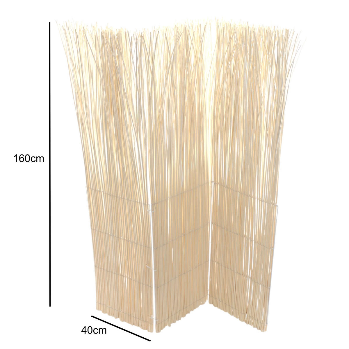 RAUMTEILER Nature 3-tlg. Weidenholz geblichen - Naturfarben, Naturmaterialien (120/160/3cm) - DESIGN DELIGHTS