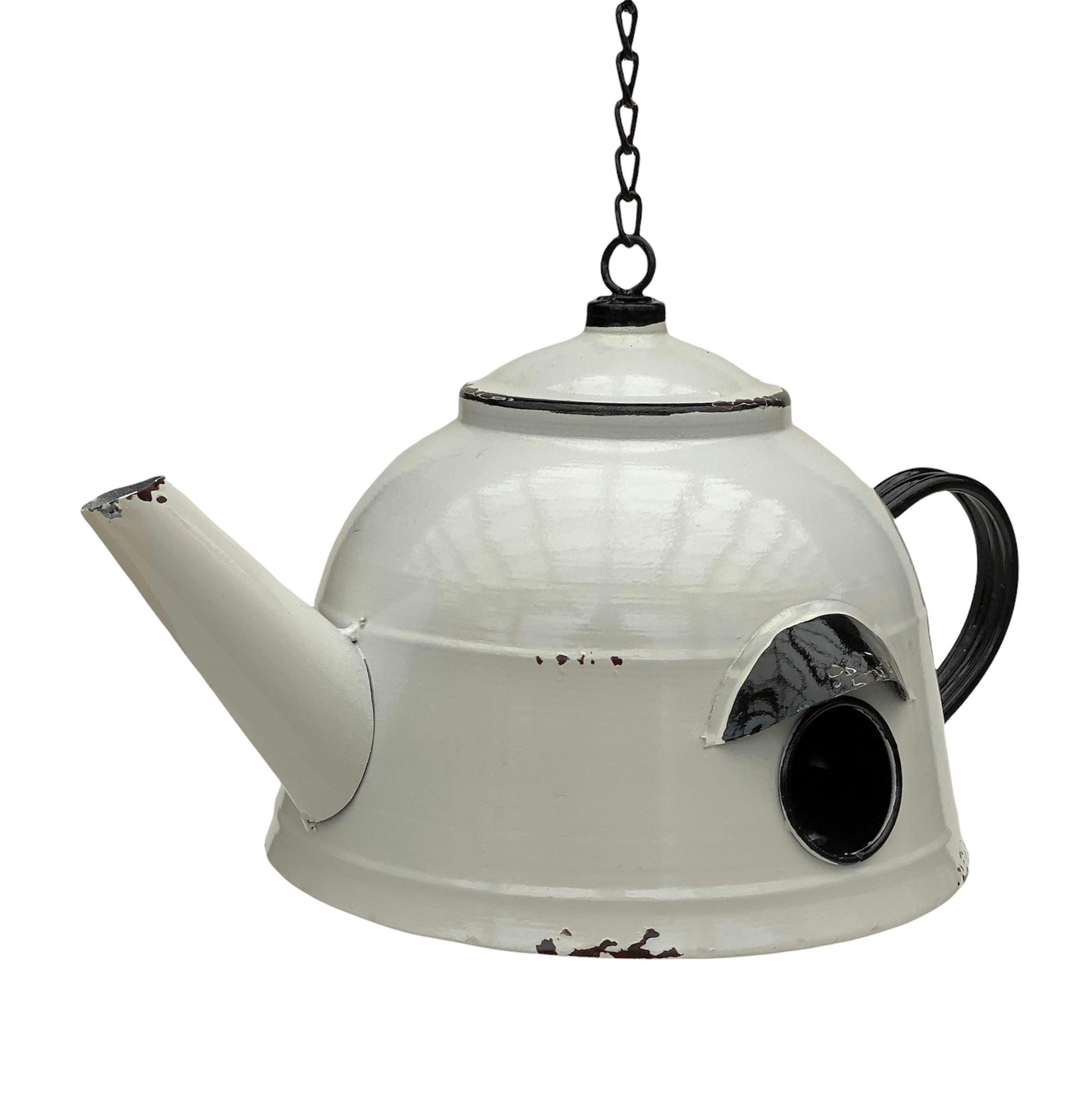 VOGELHAUS Teekessel wetterfest zum Aufhängen Metall 521862 - Weiß, Metall (34/70/21cm) - DanDiBo