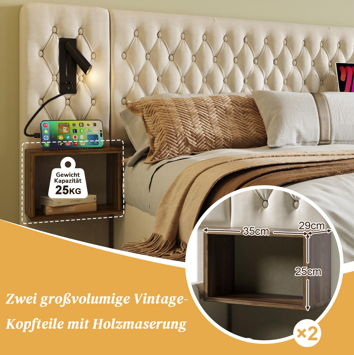 POLSTERBETT 160/200 cm Beige aus Samt mit Stauraum - Beige, Textil (160/200cm) - OKMYHOME