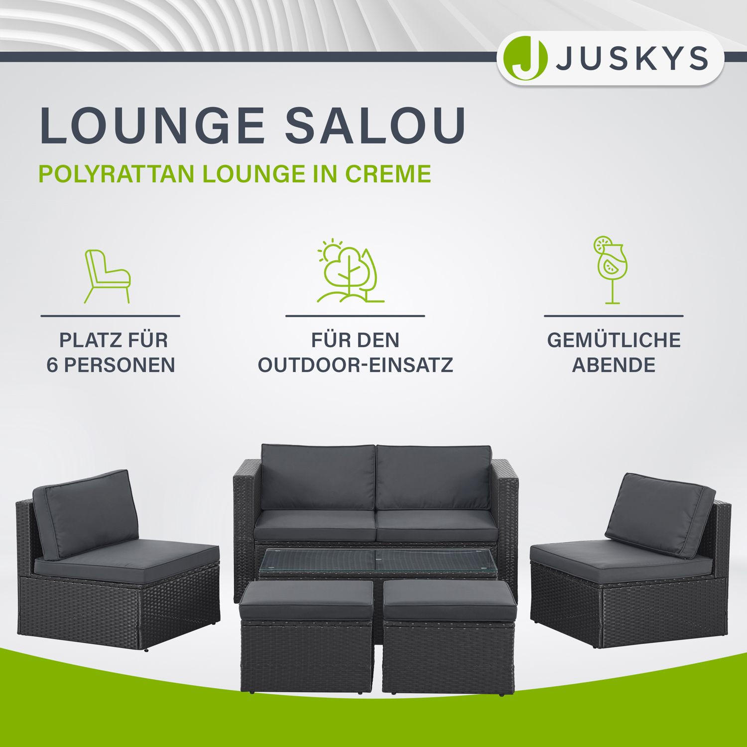 LOUNGEGARNITUR Salou schwarz - Schwarz, Kunststoff - Juskys