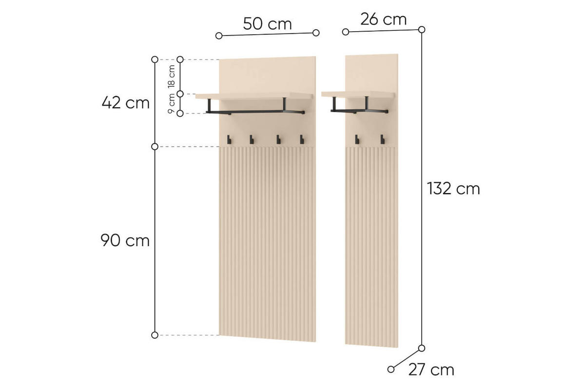 GARDEROBE TREND - Beige/Schwarz, Holzwerkstoff (245/210/40cm) - Meblini