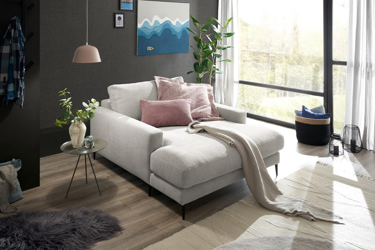 LONGSEAT CARA Silber Cord - Silberfarben/Schwarz, Textil/Metall (132/84/170cm) - KAWOLA