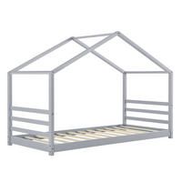 HAUSBETT Vardø - Grau, Holz (90/200cm) - [en.casa]