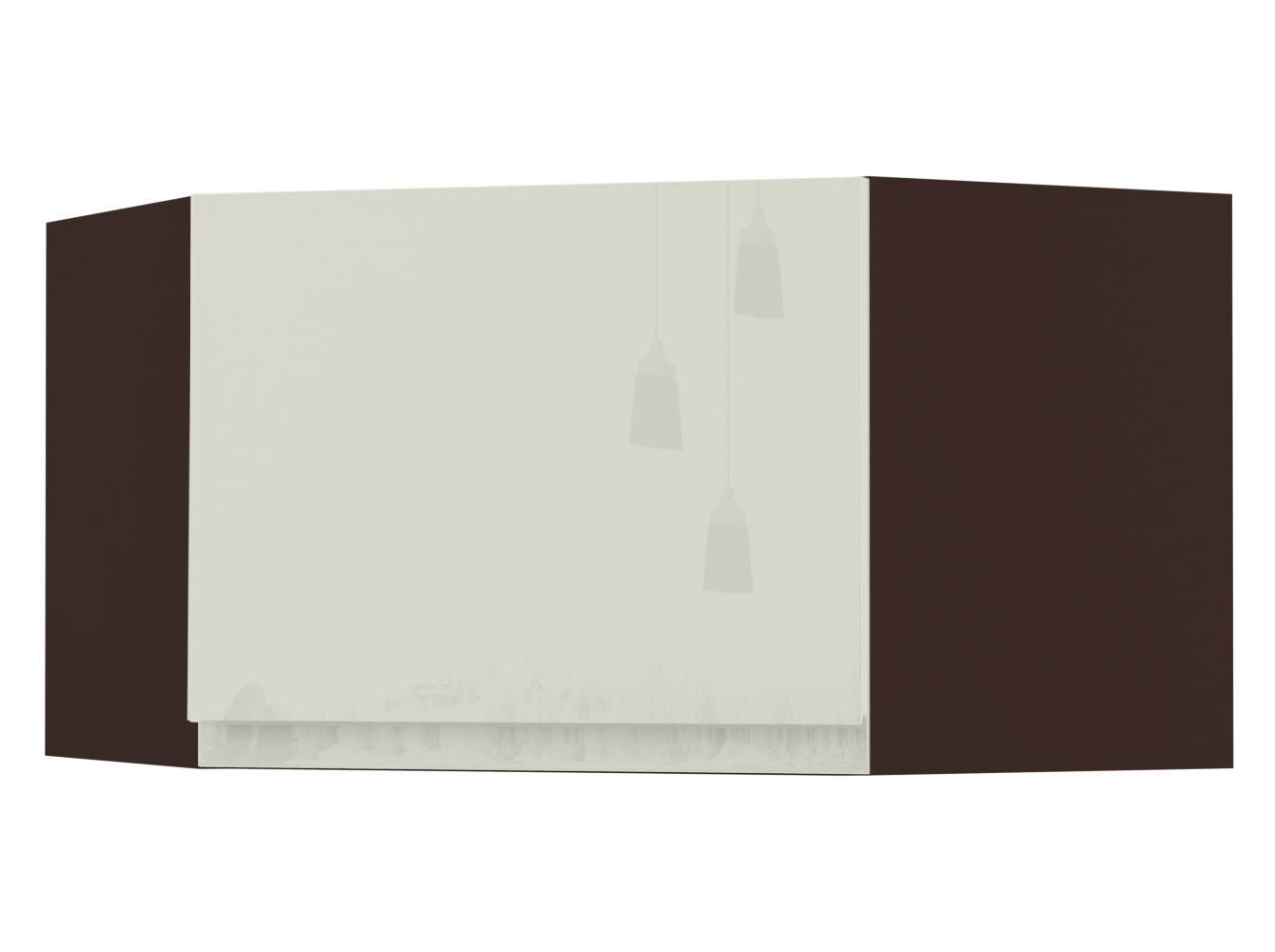 ECKHÄNGESCHRANK Florence W10/60/36 Lava / RAL 1013 perlweiß HG 60 / 60 / 36cm - Türanschlag rechts - Dunkelgrau/Weiß Hochglanz, Holz/Holzwerkstoff (60/36/60cm) - Feldmann-Wohnen