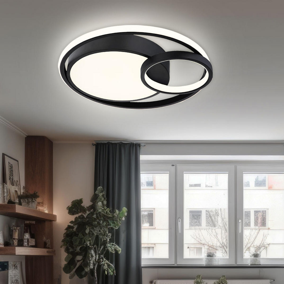LED DECKENLEUCHTE Kamilla Metall Schwarz - Schwarz, Metall (40.5/39.5/10cm) - Globo Lighting