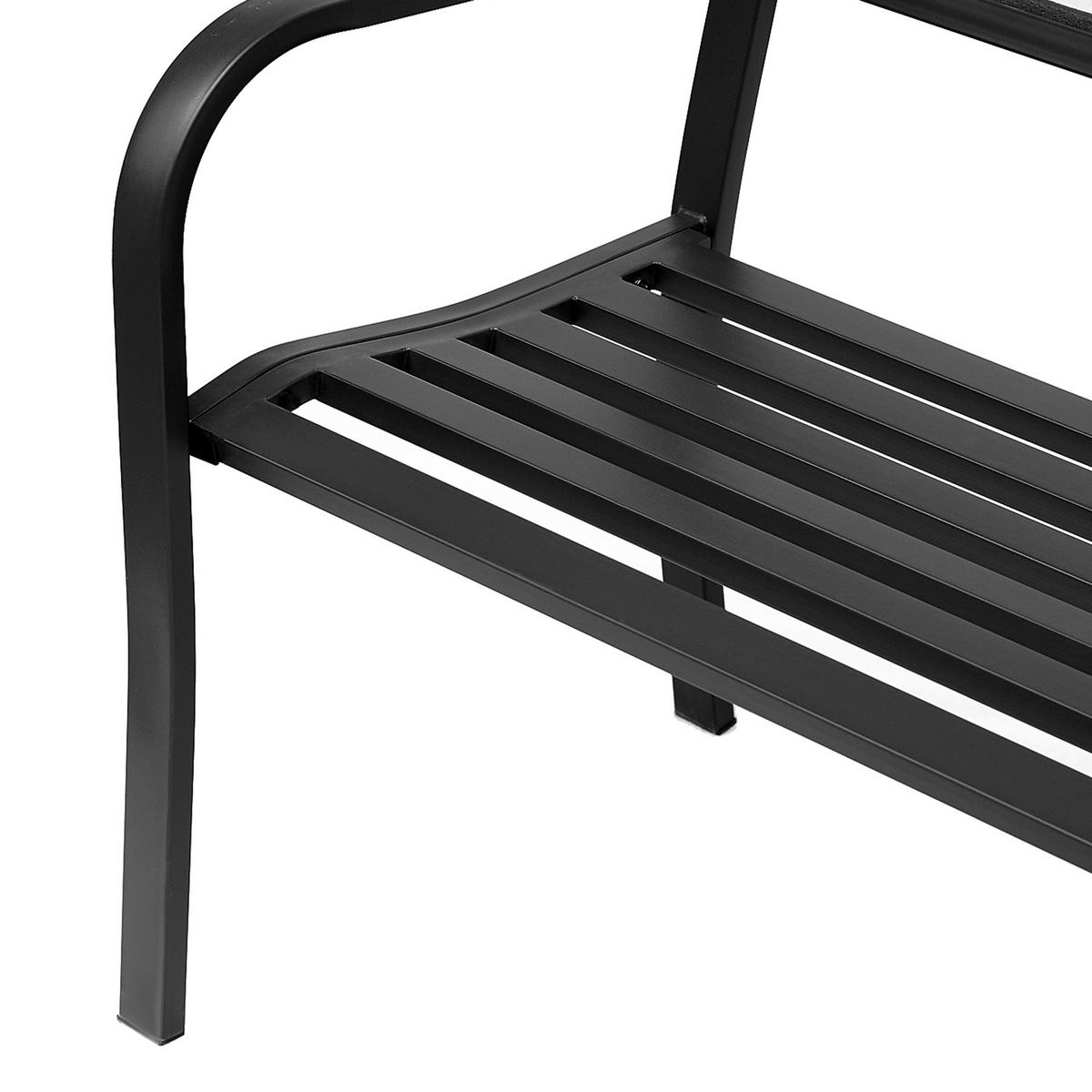 GARTENBANK DE-17749 3-Sitzer mit Vogelmotiv im Rural-Chic Schwarz - Schwarz, Metall (127/85/60cm) - ComfortXL