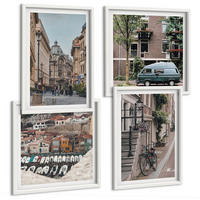 BILDER SET 4er Set - 50x50 cm & 40x60 cm Weißer Rahmen - Stadtansichten von Gebäuden - Weiß, Kunststoff (50/50cm) - TULUP