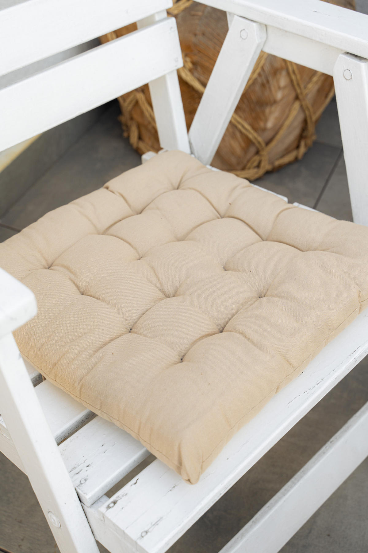STUHLKISSEN Ziersteppung eckig beige - Beige, Naturmaterialien (5.5cm) - Atmosphera Createur d´interieur