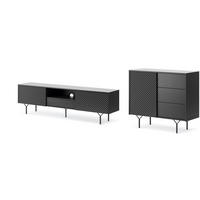 WOHNZIMMER-SET Raven schwarz 2-teilig - Schwarz, Holz/Holzwerkstoff (277/83/38cm) - Feldmann-Wohnen