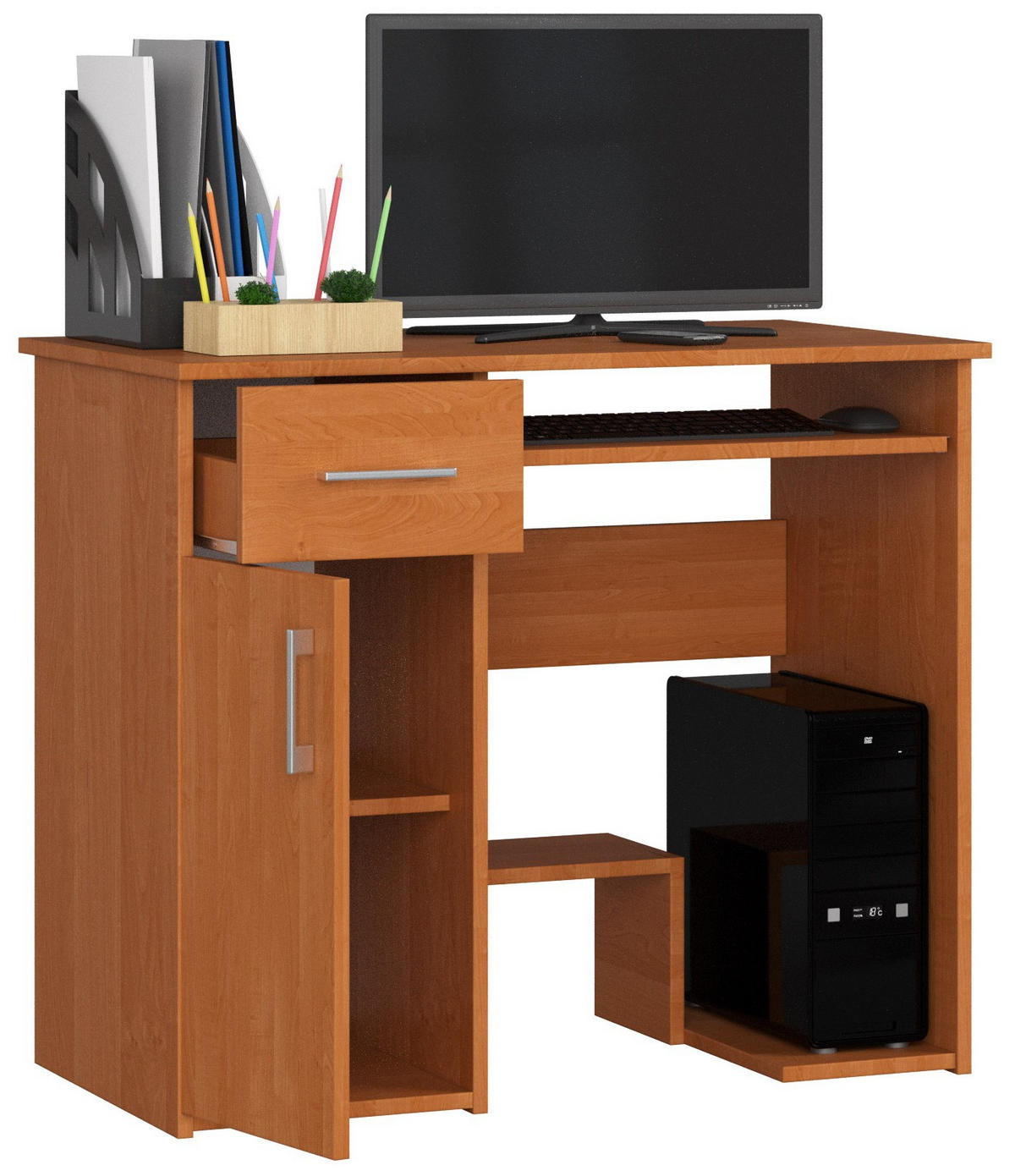 SCHREIBTISCH Erlefarben 90x50x74 cm - Silberfarben/Erlefarben, Holzwerkstoff/Kunststoff (50/90/74cm) - Akord