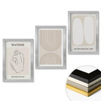 WANDBILDER 3er Set - 20x30 cm Silberner Rahmen - Stilvolle minimalistische Linien - Silberfarben, Kunststoff (20/30cm) - ArtPrintCave