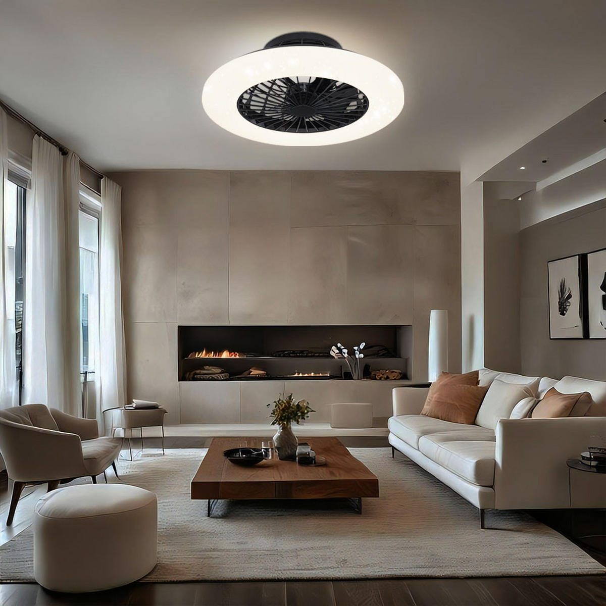 LED DECKENLEUCHTE Deckenventilator Weiß - Weiß, Metall (50/50/17.5cm) - Globo Lighting