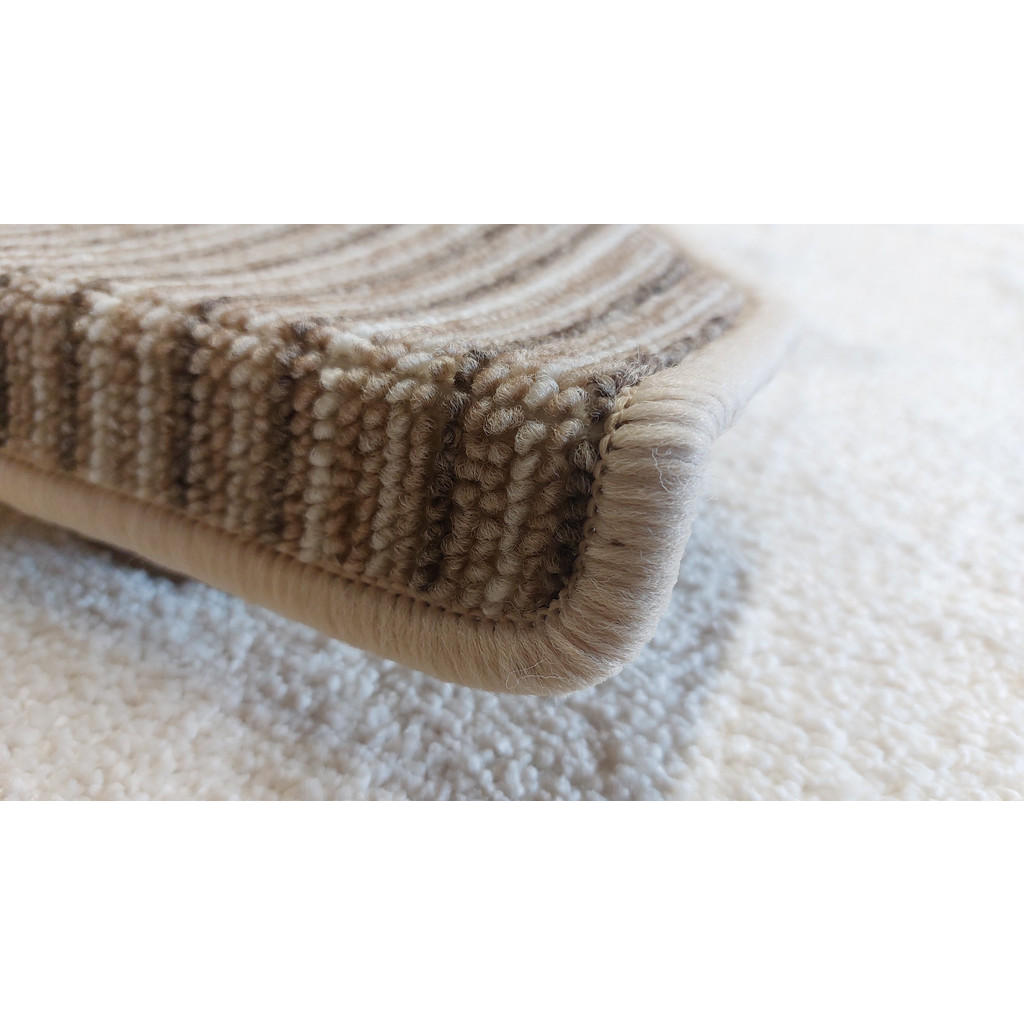 Thumbnail - oKu-Tex Stufenmatte, Beige, Braun, Creme, Textil, Gestreift, Rund, 65x4x24 cm, pflegeleicht, rutschfeste Unterfläche, st...