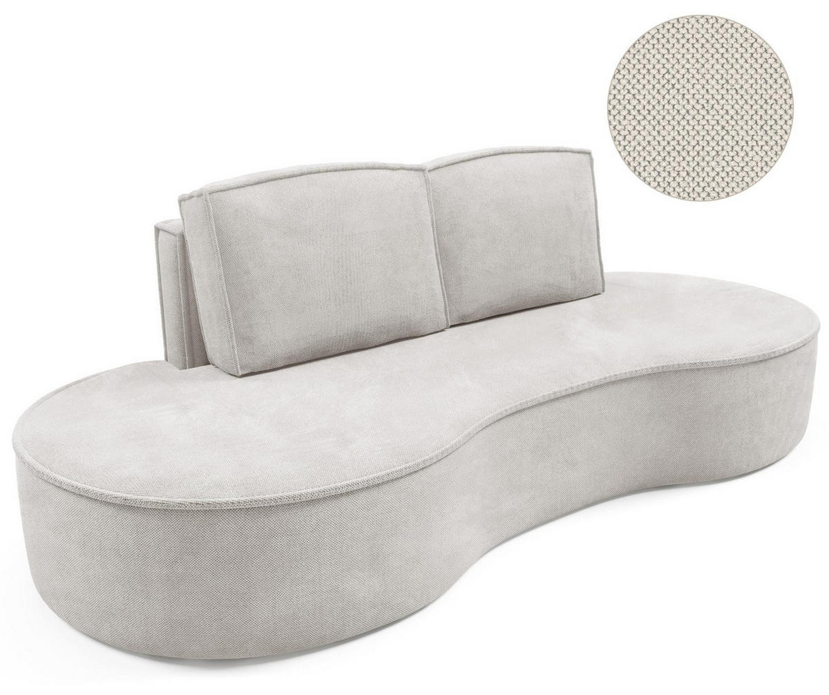 SOFA Flow Weiß, mit Kissen in Curio Stoff - Weiß, Holzwerkstoff (234/88/101cm) - Bettso