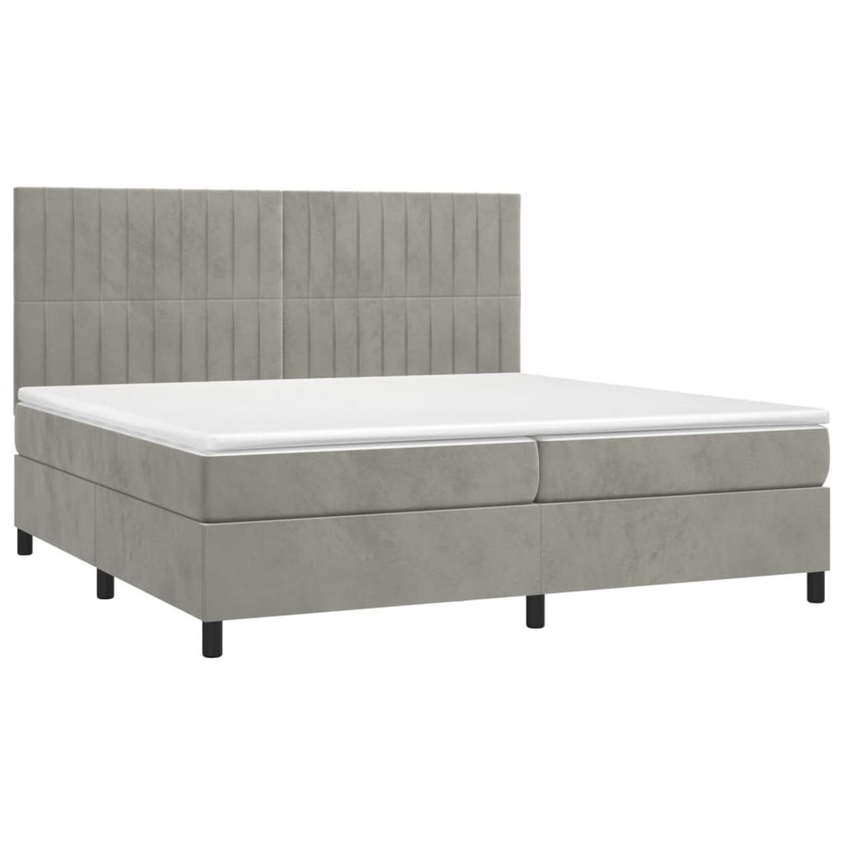 BOXSPRINGBETT Mit Matratze Hellgrau 200/200 Cm Samt - Grau, Textil (200/200cm) - vidaXL