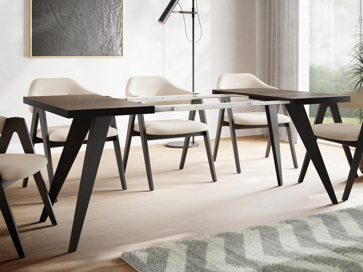ESSTISCH Quadro quadratischer ausziehbarer, Arvadonna Chestnut 100-200/100/76 cm - Kastanienfarben/Schwarz, Holz/Holzwerkstoff (100/100/76cm) - WFL GROUP