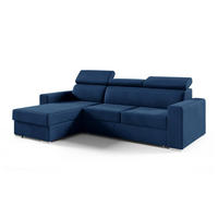 ECKSOFA Nela L-Form mit Bettkasten und Schlaffunktion - Blau, Textil (245/170cm) - Jerpax