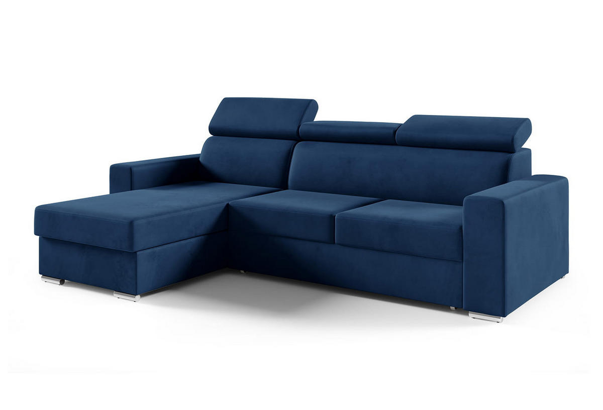 ECKSOFA Nela L-Form mit Bettkasten und Schlaffunktion - Blau, Textil (245/170cm) - Jerpax