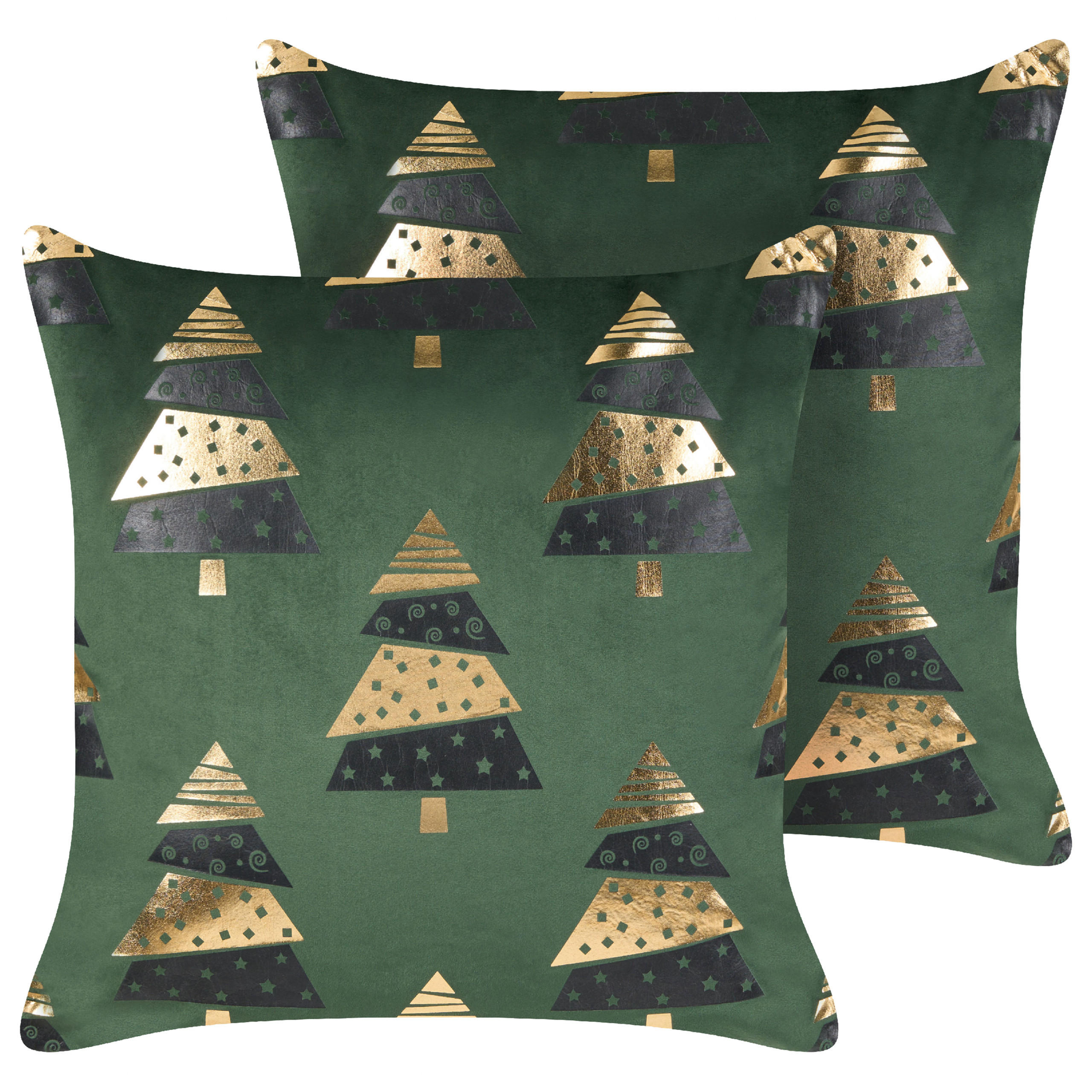 DEKOKISSEN 2er-Set Grün 45/45 cm Goldspruce - Grün, Textil (45/45cm) - Beliani