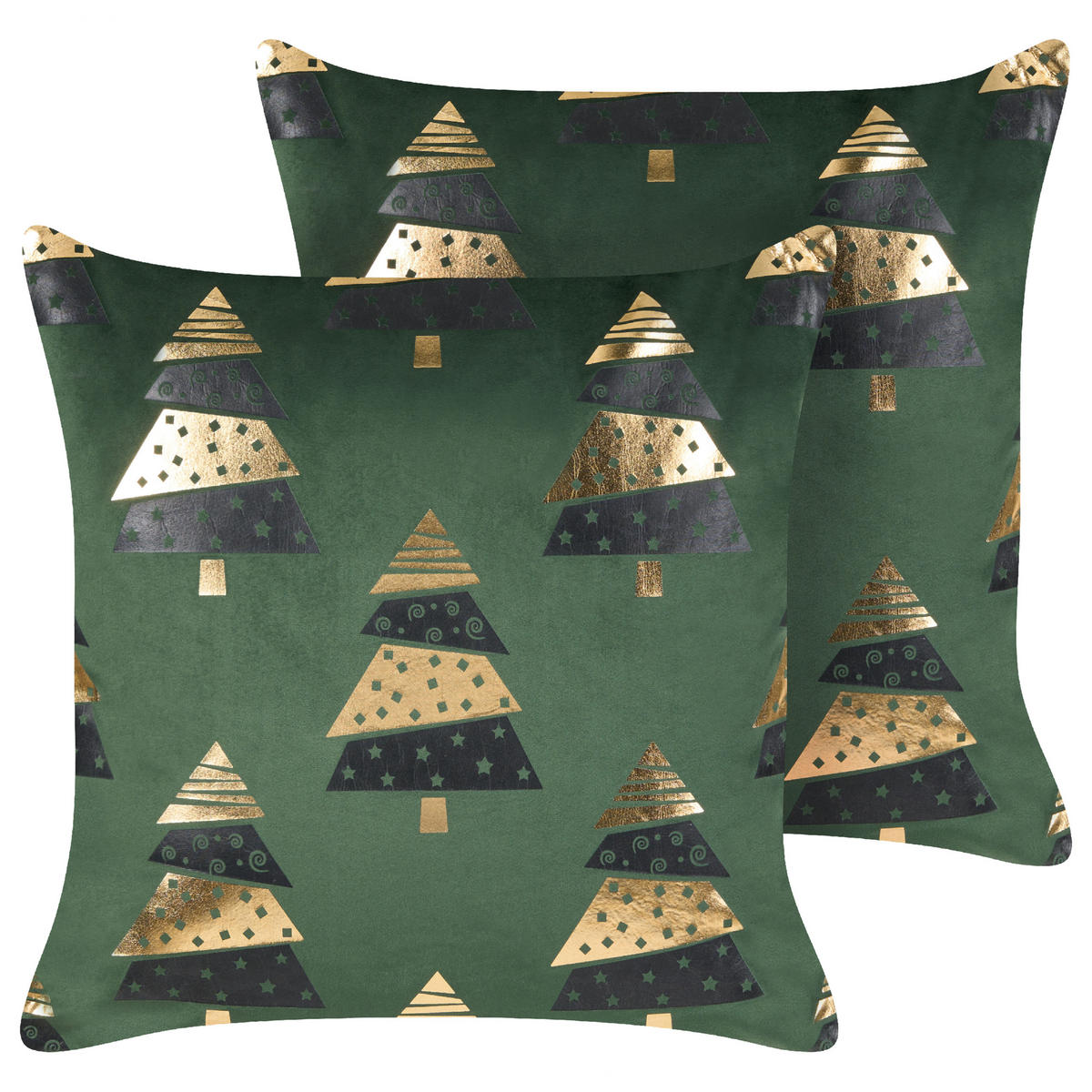DEKOKISSEN 2er-Set Grün 45/45 cm Goldspruce - Grün, Textil (45/45cm) - Beliani