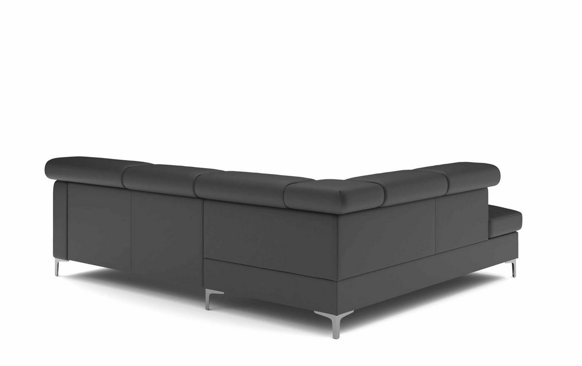 ECKSCHLAFSOFA aus Echtleder mit Schlaffunktion und Bettkasten - Chromfarben/Silberfarben, Leder/Holz (242/207cm) - Cotta
