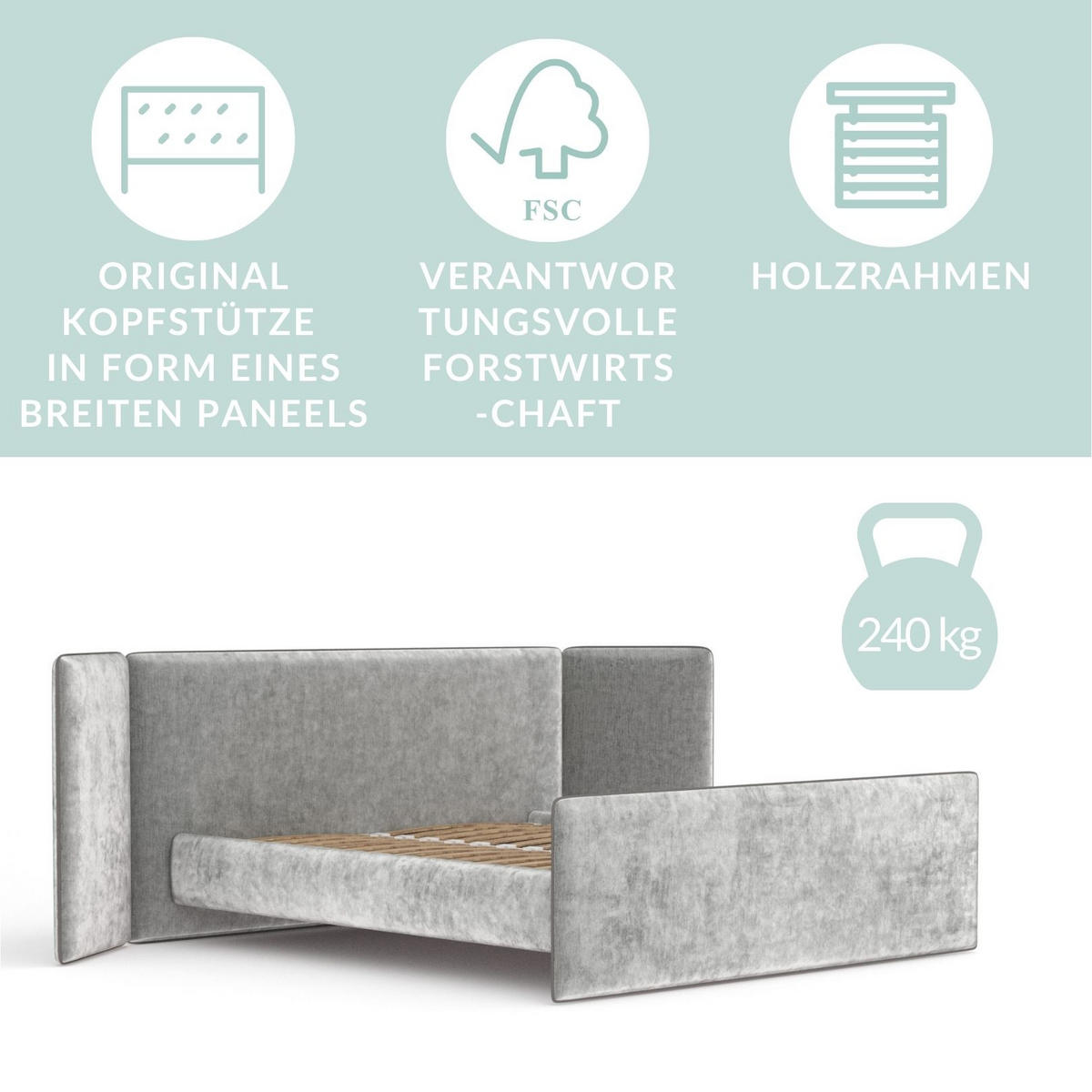 POLSTERBETT Tokyo Beige 160/200 cm - Beige/Naturfarben, Holz/Holzwerkstoff (160/200cm) - Maison de Reve