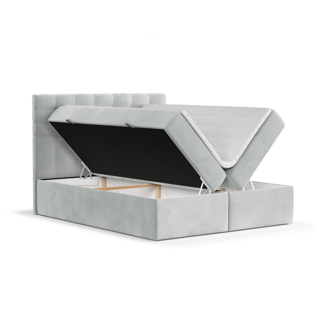 Thumbnail - Maison de Reve Boxbett, Hellgrau, Textil, Buche, Kiefer, H2, Höhe ca. 20 cm, 140x200 cm, Oeko-Tex® Standard 100, FSC 100...